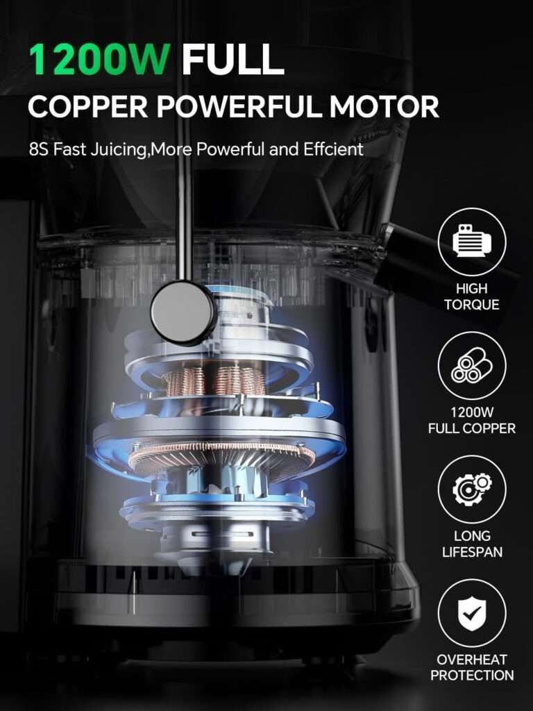 1200W Juicer Machines with 3.2 Feed Chute for Whole Fruits and Vegs, Dual Speeds Centrifugal Juice Extractor, Heavy Duty Full Copper Motor, 35oz Large Juice Jug, Easy to Clean, BPA-Free