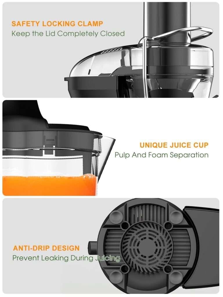 1200W Juicer Machines with 3.2 Feed Chute for Whole Fruits and Vegs, Dual Speeds Centrifugal Juice Extractor, Heavy Duty Full Copper Motor, 35oz Large Juice Jug, Easy to Clean, BPA-Free