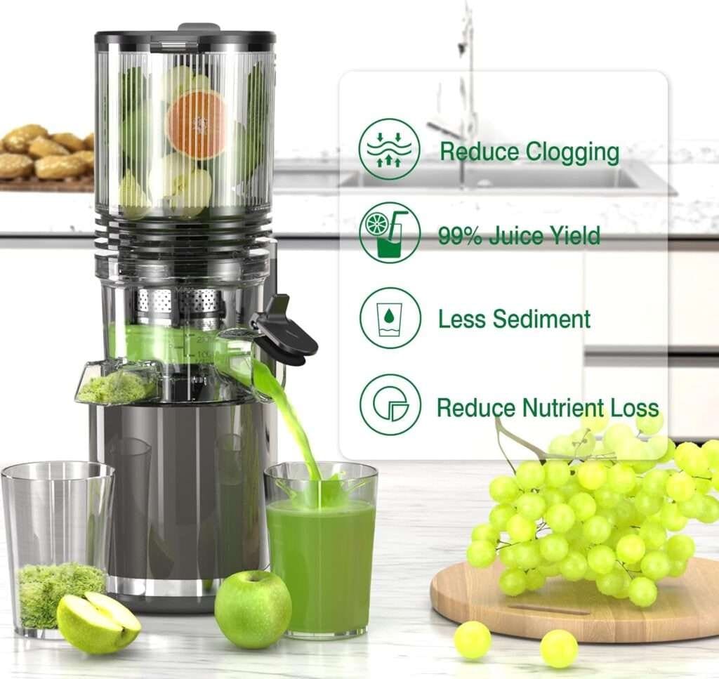 J8 Cold Press Juicer, 6.5 Extra Wide Feed Chute Juicer Machines, 350W Slow Juicer Machines with High Juice Yield for Whole Vegetables Fruits, BPA Free (Titanium Gray) J8 Cold Press Juicer, 6.5 Extra Wide Feed Chute Juicer Machines, 350W Slow Juicer Machines with High Juice Yield for Whole Vegetables Fruits, BPA Free (Titanium Gray)