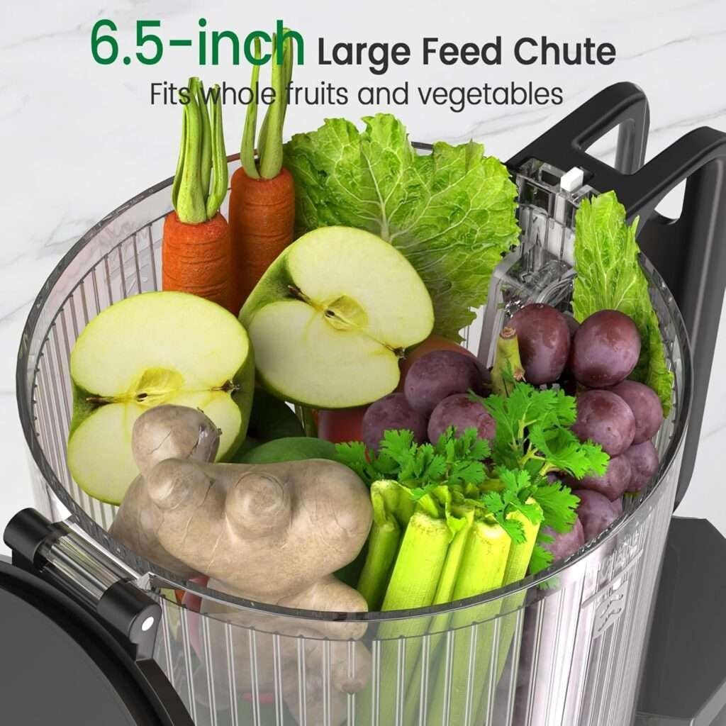 J8 Cold Press Juicer, 6.5 Extra Wide Feed Chute Juicer Machines, 350W Slow Juicer Machines with High Juice Yield for Whole Vegetables Fruits, BPA Free (Titanium Gray) J8 Cold Press Juicer, 6.5 Extra Wide Feed Chute Juicer Machines, 350W Slow Juicer Machines with High Juice Yield for Whole Vegetables Fruits, BPA Free (Titanium Gray)