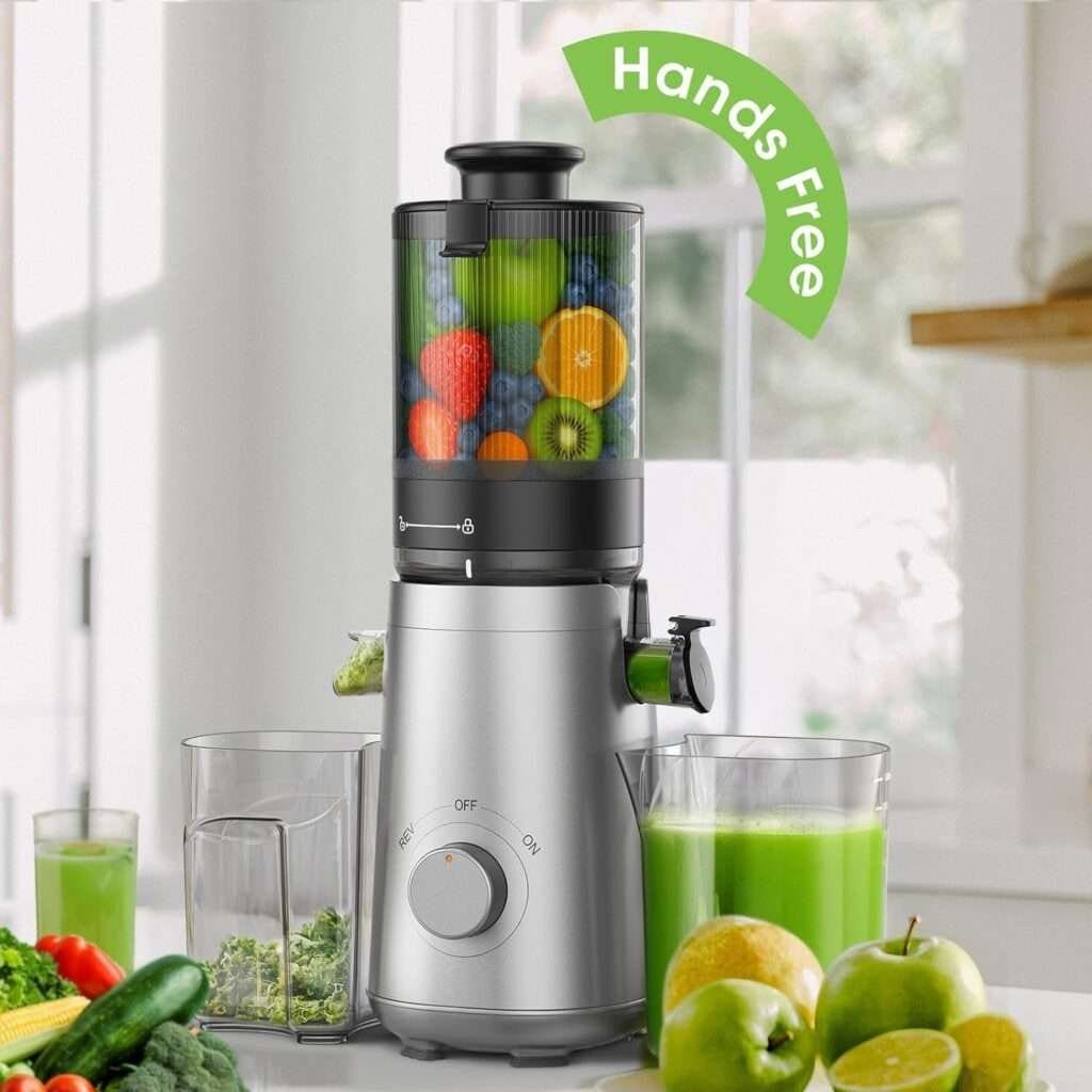 Juicer Machines, 5.8 Wide Feed Chute Cold Press Juicer for Whole Vegetables Fruits, High Juice Yield, BPA Free (Slivery)
