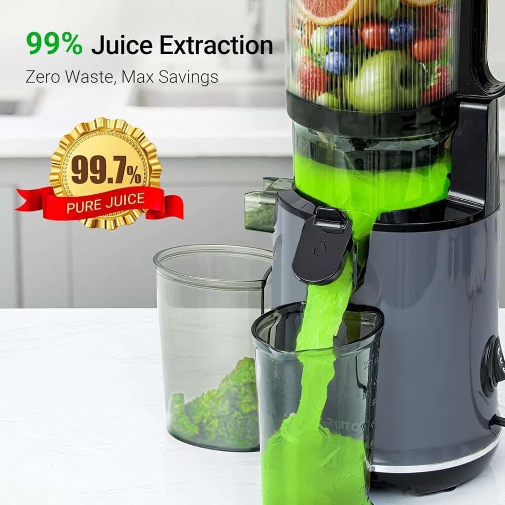 Max5 Juicer Machines,Aeitto Cold Press Juicer with 5.3“ Wide Mouth for Whole Fruits Vegetables, Professional Slow Masticating Juice Extractor, Self Feeding, Easy to Use, High Juice Yield, Dark Grey Max5 Juicer Machines,Aeitto Cold Press Juicer with 5.3“ Wide Mouth for Whole Fruits Vegetables, Professional Slow Masticating Juice Extractor, Self Feeding, Easy to Use, High Juice Yield, Dark Grey
