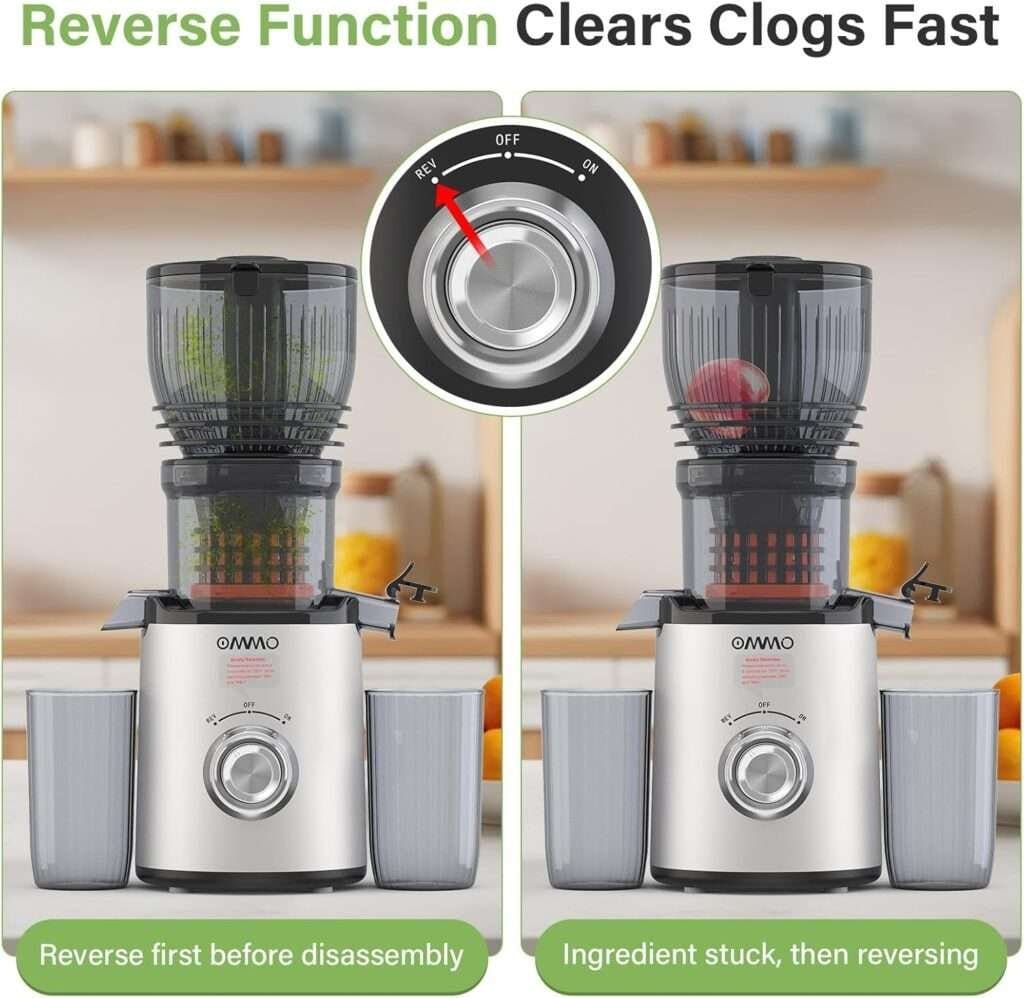 OMMO 6 Large Cold Press Juicer, BPA Free Juicer Machines with Beep Install Check, Reverse Anti-Jam, High Juice Yield, Easy to Clean, Slow Masticating Juicer for Healthy Living/Fitness, Sliver OMMO 6 Large Cold Press Juicer, BPA Free Juicer Machines with Beep Install Check, Reverse Anti-Jam, High Juice Yield, Easy to Clean, Slow Masticating Juicer for Healthy Living/Fitness, Sliver