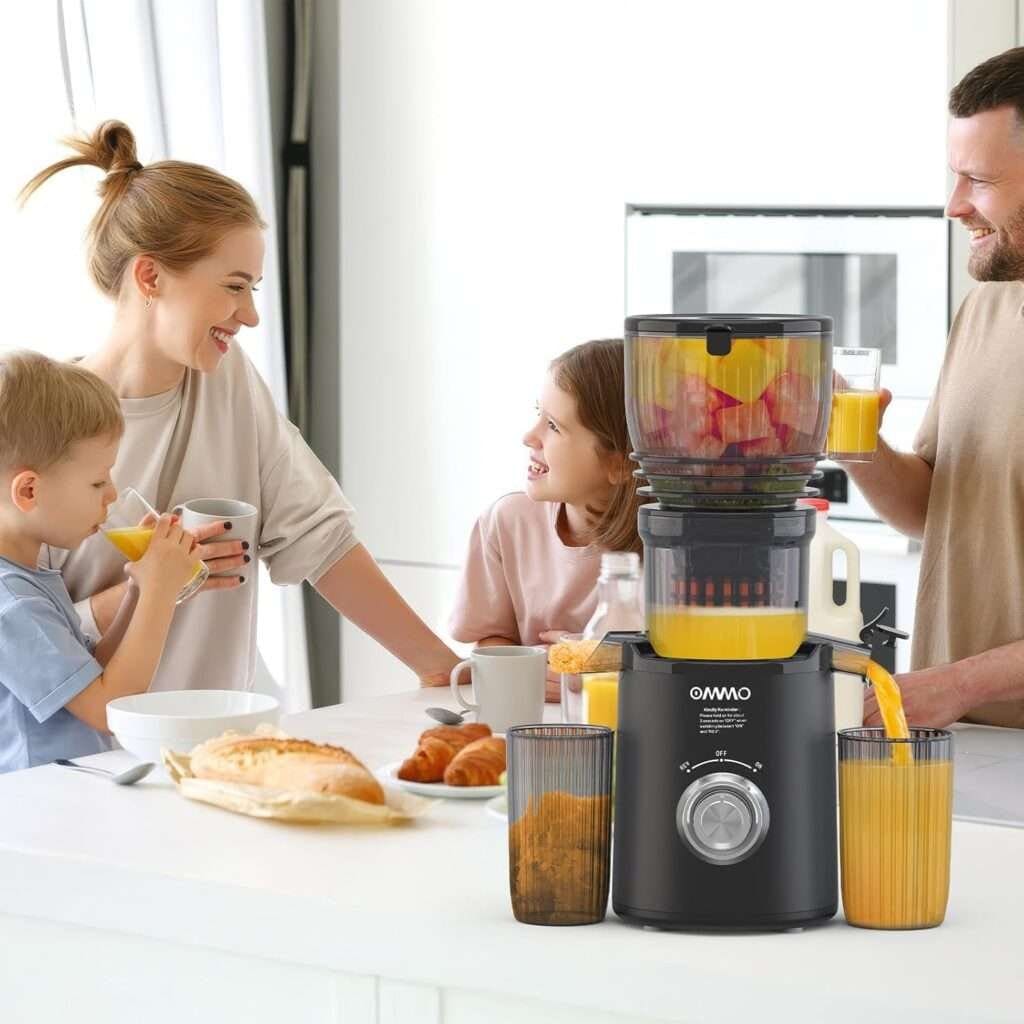OMMO 6 Large Cold Press Juicer, BPA Free Juicer Machines with Beep Install Check, Reverse Anti-Jam, High Juice Yield, Easy to Clean, Slow Masticating Juicer for Healthy Living/Fitness, Sliver OMMO 6 Large Cold Press Juicer, BPA Free Juicer Machines with Beep Install Check, Reverse Anti-Jam, High Juice Yield, Easy to Clean, Slow Masticating Juicer for Healthy Living/Fitness, Sliver