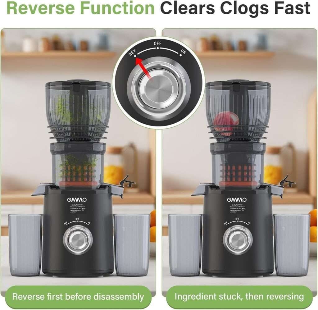 OMMO 6 Large Cold Press Juicer, BPA Free Juicer Machines with Beep Install Check, Reverse Anti-Jam, High Juice Yield, Easy to Clean, Slow Masticating Juicer for Healthy Living/Fitness, Sliver OMMO 6 Large Cold Press Juicer, BPA Free Juicer Machines with Beep Install Check, Reverse Anti-Jam, High Juice Yield, Easy to Clean, Slow Masticating Juicer for Healthy Living/Fitness, Sliver