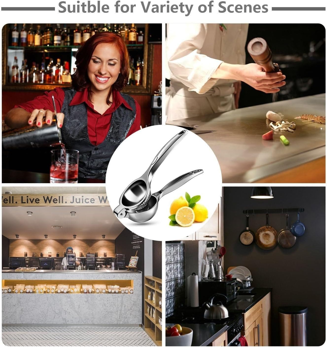 WONSEFOO Manual Lemon Squeezer Heavy Duty, Premium Metal Lemon Orange Lime Citrus Press Juicer Hand Juicer, Engineered Hand Squeezer Easy to Use and Clean - Anti Corrosive and Dishwasher Safe