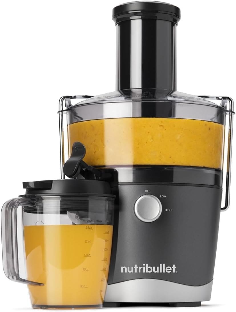 nutribullet 800W Centrifugal Juicer - 8 Piece Set - 1.5L Pulp Basin 800ml Juicer Pitcher - Two Speeds, Wide 3 Chute, No-Drip Spout Dishwasher Safe - Juice Tough Fruits and Vegetables With Ease nutribullet 800W Centrifugal Juicer - 8 Piece Set - 1.5L Pulp Basin 800ml Juicer Pitcher - Two Speeds, Wide 3 Chute, No-Drip Spout Dishwasher Safe - Juice Tough Fruits and Vegetables With Ease